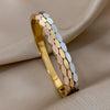 Oval Geometric Charm Stainless Steel Bangles Bracelets for Women Unique Design Hollow Gold Color Wrist Jewelry - Image 1