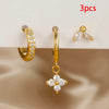 3PCS Green Zircon Hanging Earrings Set for Women Stainless Steel Flower Dangle Earring Cartilage Piercing Jewelry - Image 12