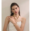 Baroque Simulated Pearls Golden Cuban Chain Necklace Earrings Vintage Stainless Steel Elegance Jewelry Gift - Image 3