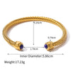 Yori Stone Blue Turquoise Stainless Steel Ribbed Bracelet Gold Plated Gift Gold Pvd Plated Jewelry - Image 6