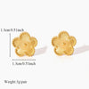 Stainless Steel Golden Plum Blossom Five Leaf Flower Stud Earrings For Women Clover Jewelry Gift - Image 2