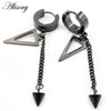 2PCS Stainless Steel Star Cross Snake Spike Skull Sword Blade Chain Feather Spider Dangle Women Men Huggie Hoop Earrings - Image 23