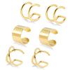 6pcs Stainless Steel Cute Simple Double Lines Ear Cuff Set Non Piercing Fake Helix Cartilage Huggie Cross Cuff Earrings - Image 3