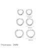3Pairs Stainless Steel Round Rings Huggies Earrings Set for Women Men Stackable Gold Plated Tiny Ear Cartilage Hoops - Image 9