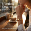 Gold Color Snap-on Bangle, Stainless Steel Waves Bracelet for Women, Jewelry Gift 60mm - Image 2