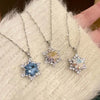 Blue Zircon Snowflake Pendant Necklace for Women Silver Color Rhinestone Choker Necklace Y2K Jewelry - Image 4