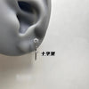 Dark Goth Style Demon Wings Tassel Chain Cross-shaped Hoop Earrings Red Zircon Snowflake Stud Earrings Men Women's Punk Jewelry - Image 6