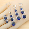 Classic Blue Zirconia Silver Jewelry Sets for Women Earrings Necklace Pendant Ring Bracelet Wedding Gift - Image 3