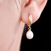 Eavva Women Pearl Dangle Earrings Gold Plated Hoops Fresh Water Pearl Earring With Silver Post Jewelry - Image 2