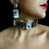 Stonefans Oversize Choker Necklace Set Rhinestone for Women Wedding Indian Earring Costume Bridal Accessories Jewelry Decoration