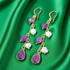 Stone Long Earring Water Drop Pendent Amethysts Agates Lapis Lazuli Pearl Dangle Earrings for Women Girl Jewelry - Image 2