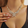 3PC Women's Flower Necklace Earrings Jewelry Set Elegant and High End Design, Suitable for Party and Festival - Image 1