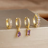 Four-Piece Cubic Zirconia Hoop Earring Set in Multiple Colors - Image 7