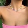 Colorful Seed Bead Woven Flower Choker Necklace - Image 2