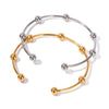 Stainless Steel Golden Silver Color Steel Bead Open Slim Bracelet Elegant Charming Design Jewelry Gift - Image 1