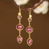 Bohemian Three-Layer Drop Artificial Gemstone Long Pendant Women's Earrings, Suitable for Formal Events or Dates - Image 5