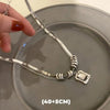 Square Zircon Double Layer Titanium Steel Necklace For Women Men Korean Sweater Chain Unisex Jewelry Accessories - Image 8