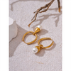 Removable Stainless Steel Geometric Imitation Pearls Drop Hoop Earrings Gold Color Elegant Daily Jewelry for Women - Image 5