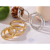 Minimalistic Big Sleek Metal Round Hollow Hoop Earrings Anti Allergic 316L Stainless Steel Simple Ear Jewelry - Image 3
