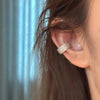 Full Rhinestone C-shaped Ear Clip For Women Stainless Steel Silver Color Wide Geometric Non Piercing Ear Cuff Jewelry - Image 3