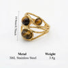 Stackable Vintage Tiger Eye Stone Open Cuff Rings Hammered Gold Plated Stainless Steel Adjustable Boho Korean Jewelry for Women - Image 7