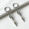 Punk Rock Pointed Star Moon Pendant Earrings for Women Men Hiphop Geometric Metal Circular Ear Buckle Earrings Gothic Jewelry - Image 4