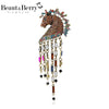 Rhinestone Pendant Horse Brooches for Women Zodiac Animal Pins Casual Party Accessories Year Gifts Friend - Image 1