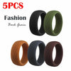 5pcs/set Sports Silicone Ring for Men Outdoor Tree Bark Flexible Finger Rings The Gift Width 8.7mm - Image 1