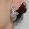 Shiny Micro-set Zircon Leaf Earrings for Women CZ Symmetrical Earring Wedding Jewelry - Image 4