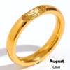 Gold Plated Shiny 12 Colors Birthstone Ring Stainless Steel Gold Plated Zircon Rings Zodiac ConstellationFor Women - Image 9