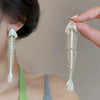 Fishbone Pearl Dangle Earrings for Women Vintage Drop Earrings Exaggerated Punk Versatile Elegant Jewelry Gifts - Image 4