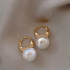 Vintage Iridescent Pearl Drop Earrings for Women Sweet Geometric Hoop Earrings Simple Casual Versatile Jewelry Gift - Image 4