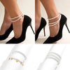 Vintage Round Love Engraved Pendant Anklet Women's Multilayer Imitation Pearl Beaded Anklets Girls Jewelry - Image 1