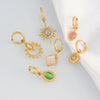 316L Stainless Steel Gold Color Pendant Stone Earring Hoop Earrings For Women Jewelry Gifts - Image 6