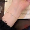 Silver Plated 18-Karat Gold Four-Leaf Clover Full Star Bracelet Simple Zircon Silver Women's Commute - Image 1