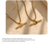 Bohemian 316L Stainless Steel CZ Pendant T Bar Necklace Gold Plated Minimalist Jewelry For Women Men - Image 11