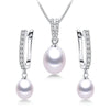 Ywyc Horseshoe 8-9mm Rice Freshwater Pearl Earrings&Necklaces Jewelry Set for Women Silver 45cm Pendant Necklace - Image 1