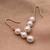 Baroque Freshwater Pearl Earrings. Simple, Elegant And Versatile Long Three-bead Earrings - Image 2