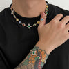 Boho Colorful Crystal Chain Necklace Bracelet for Men Creative Adjustable Link Couple Jewelry Set - Image 2