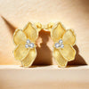 Silver Gold Petal Flower Stud Earrings For Lady Jewelry Party Anniversary Gifts - Image 5
