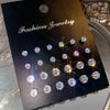 Twelve-Pair Round Stone Stud Earrings Set in Silver-Tone - Image 9