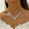 Women's Rhinestone Sparkling Earrings Necklace Bracelet Ring Jewelry Set Wedding Banquet Party Holiday Gift - Image 3