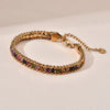 Women Men Gold Color Woven Crystal Cubic Zirconia Bracelet Stainless Steel Jewelry Accessories Gold Plated Chain - Image 3