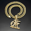 Hip Hop English Letter Otf Pendant Cuban Chain Necklace, Suitable For Daily Wear By Men And Women, Rock Party Jewelry - Image 4