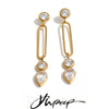 Stainless Steel Zirconia Round Water Drop Dangle Earrings Stylish Unique Fresh Attractive Jewelry - Image 1