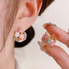 1 Pair Floral Hoop Earrings for Women Alloy with Resin Inlay Japanese Korean Style Suitable for Daily Wear and Weddings - Image 8