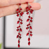 Leaves Long Tassel Earrings for Women Full Rhinestone Zircon Dangle Earring Party Wedding Jewelry Gifts - Image 8