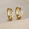 2PCS Stainless Steel Crystal Circle Hoop Earrings for Women Simple Round Zircon Flower Huggies Earrings Piercing Jewelry - Image 7