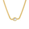 316L Stainless Steel Square Large Pearl Necklace Earrings Ring For Women Girl Party Gift Jewelry Set - Image 5