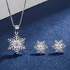 Silver Stud Earrings Crystal Snowflake Pendant Necklace For Women Jewelry Sets - Image 3